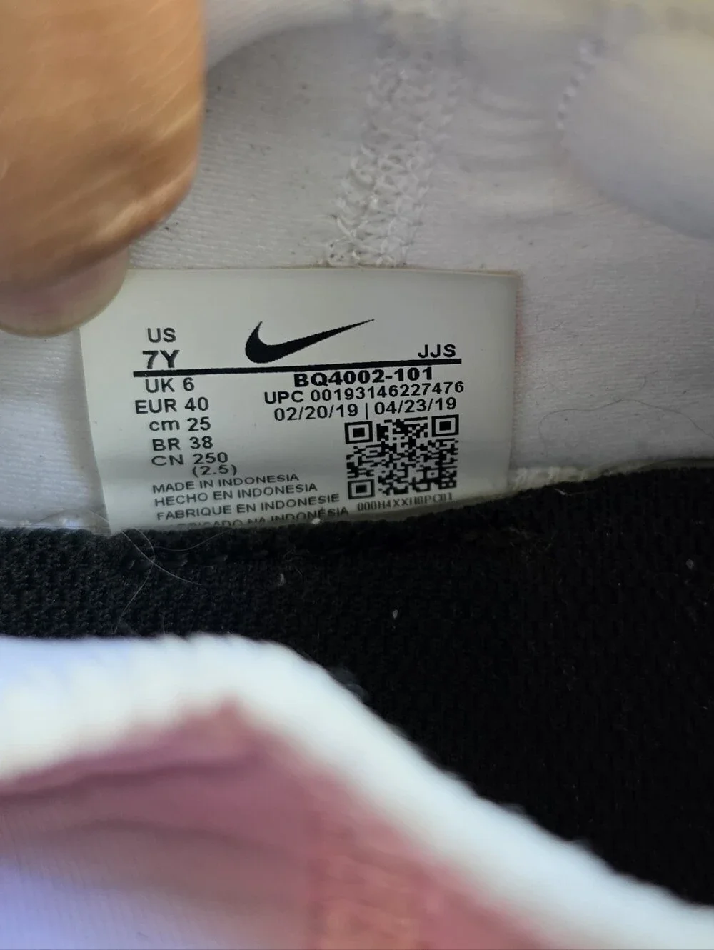Nike Big Kids White Sneakers with Pink and Blue Details